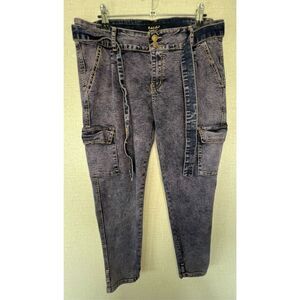 Pink Label Denim Co. Purple Skinny Jeans With Belt And Pockets On Legs